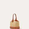 Bolso de mimbre tipo cubo con forma de bobina Bolso de mimbre tipo cubo con forma de bobina